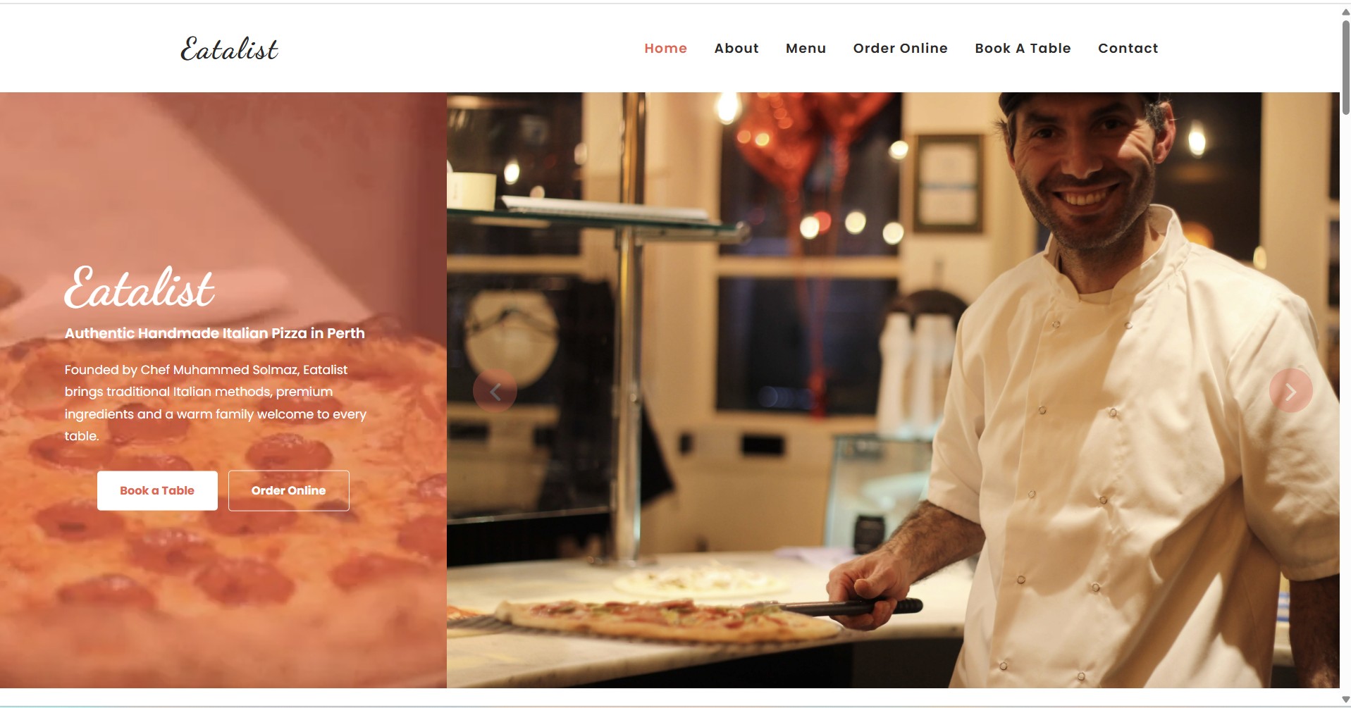 Eatalist website screenshot